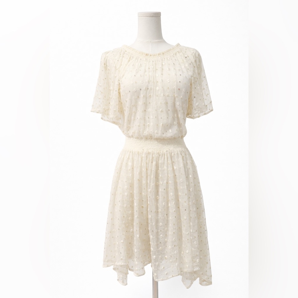 Leifnotes by Anthropologie Swiss Dot Dress – Size 2 – Cream/Ivory – EUC
